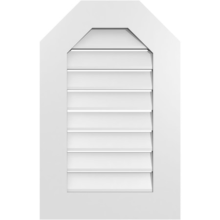 Ekena Millwork Octagonal Top Surface Mount PVC Gable Vent: Functional, w/ 3-1/2"W x 1"P Standard Frame, 18"W x 28"H GVPOT18X2801SF